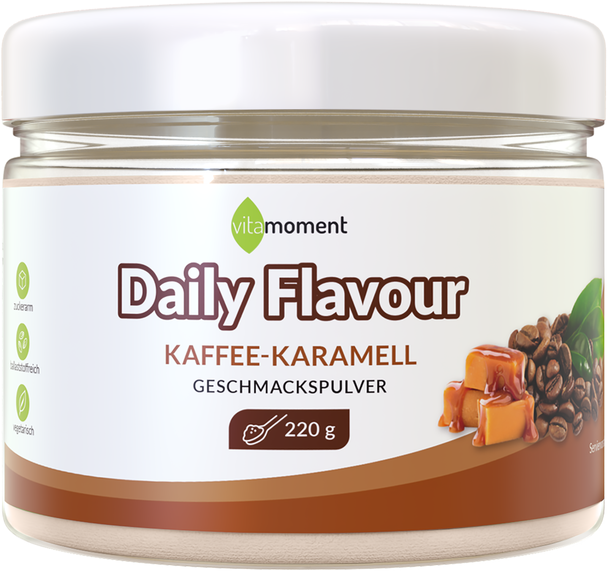 Daily Flavour Geschmackspulver - Kaffee-Karamell, 220g - VitaMoment Produkt