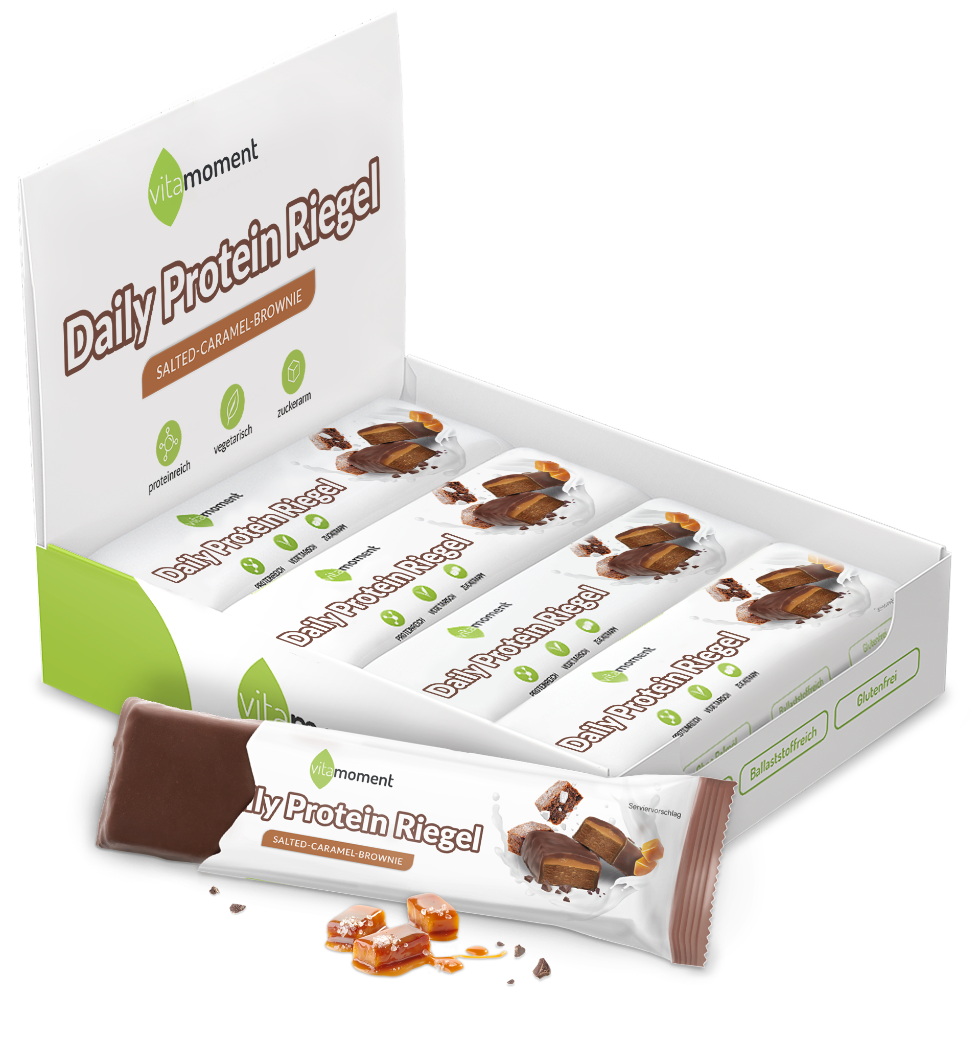 Daily Protein Riegel - Salted-Caramel-Brownie, 12er Box - VitaMoment Produkt